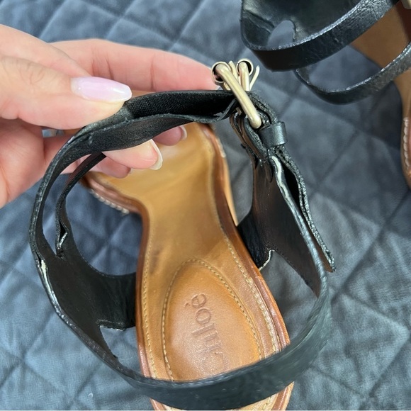 Chloe Shoes Women 10 40 Wedges Heels Sandals two tone platform Tan leather - Picture 11 of 16